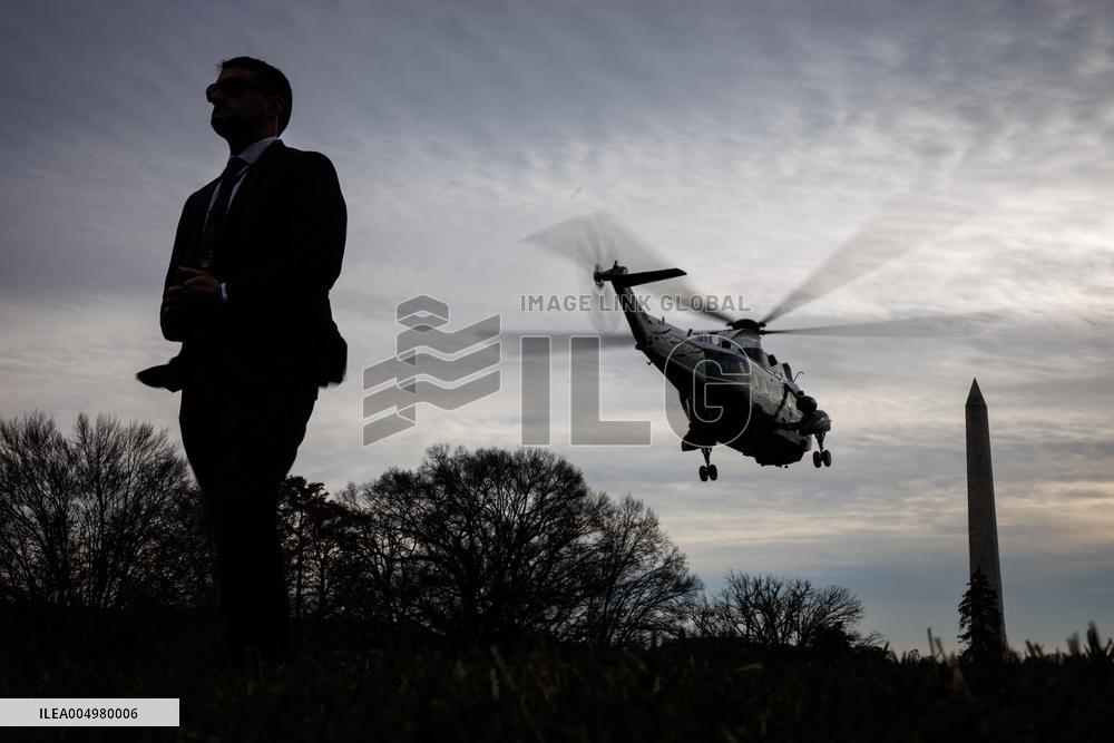 DC: President Trump Departs White House for Army-Navy Football Game