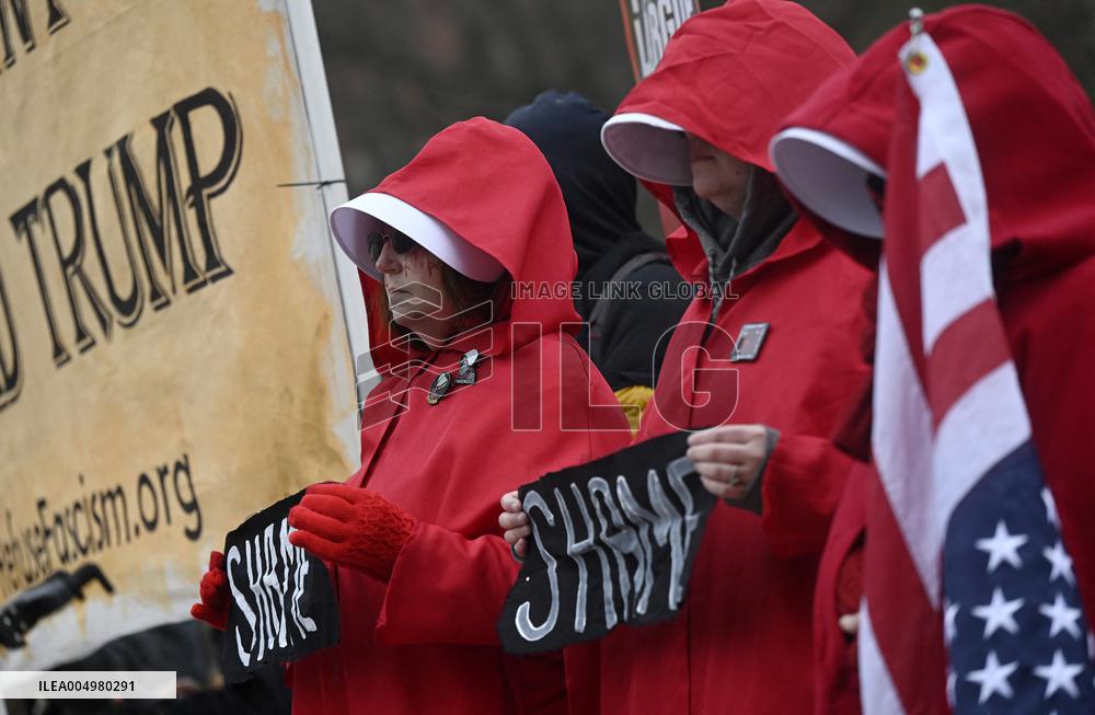 A “Trump Must Go” protest in Washington DC