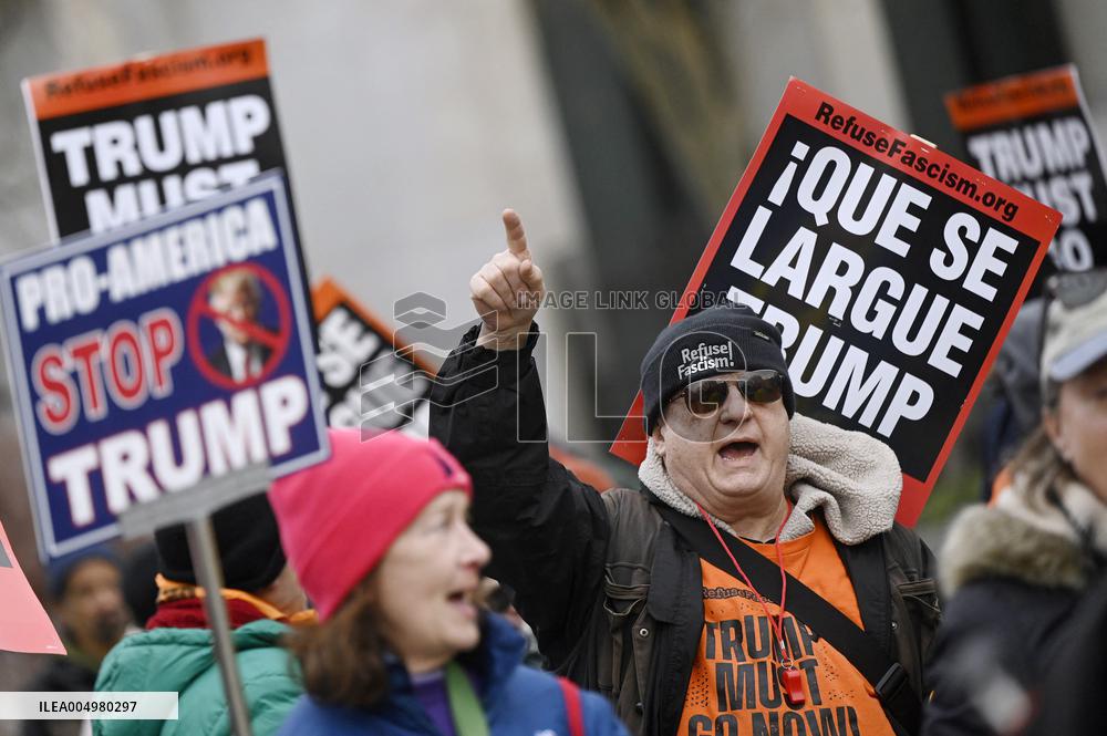 A “Trump Must Go” protest in Washington DC