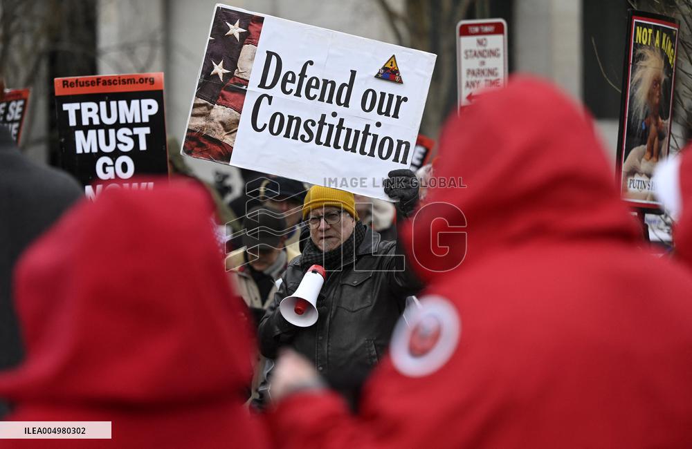A “Trump Must Go” protest in Washington DC