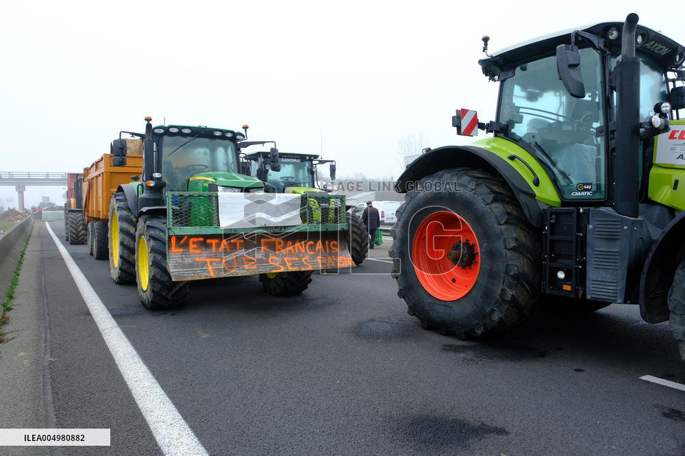 Farmers Protest And Blockade On Highway A64 - France