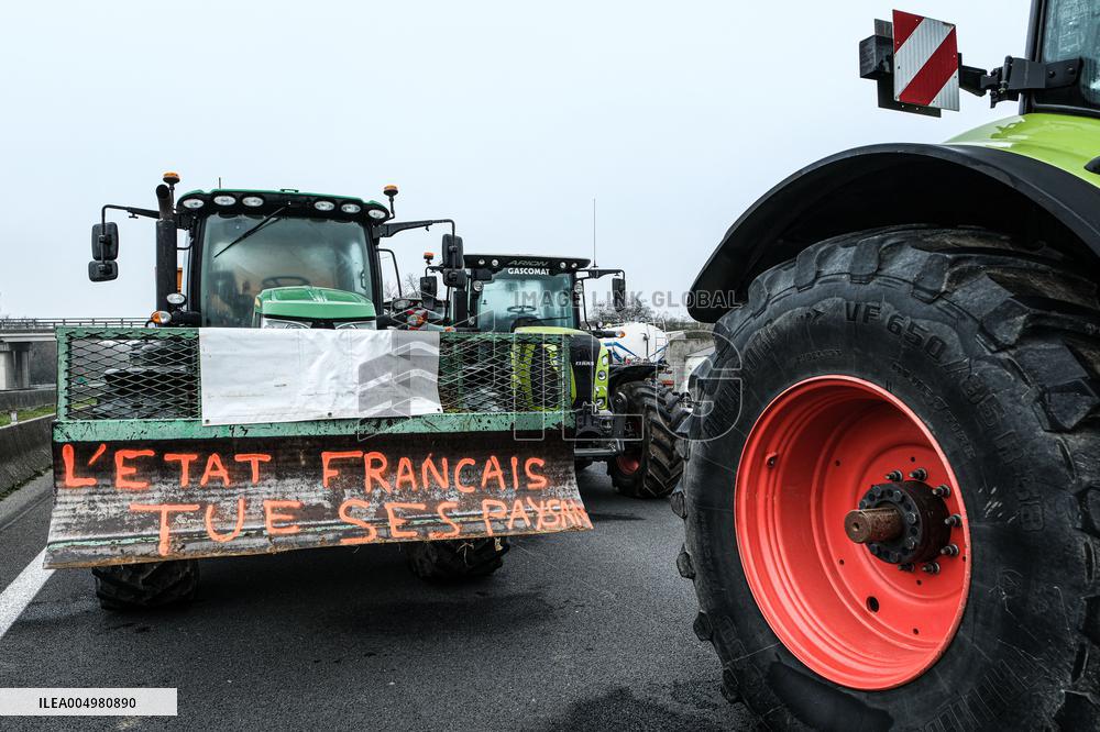 Farmers Protest And Blockade On Highway A64 - France