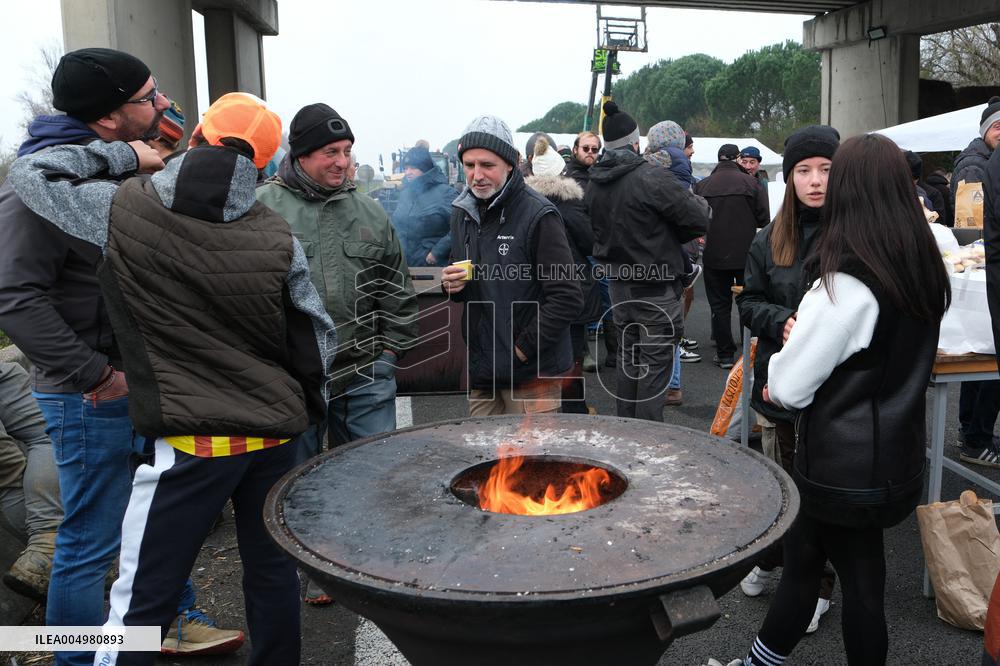 Farmers Protest And Blockade On Highway A64 - France