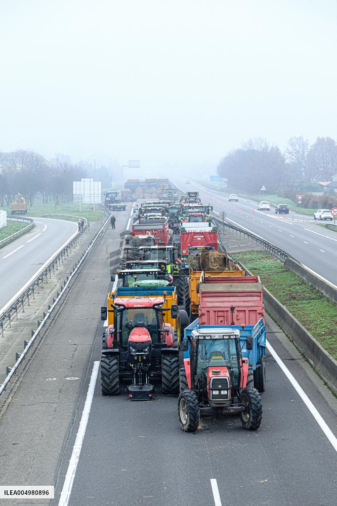 Farmers Protest And Blockade On Highway A64 - France