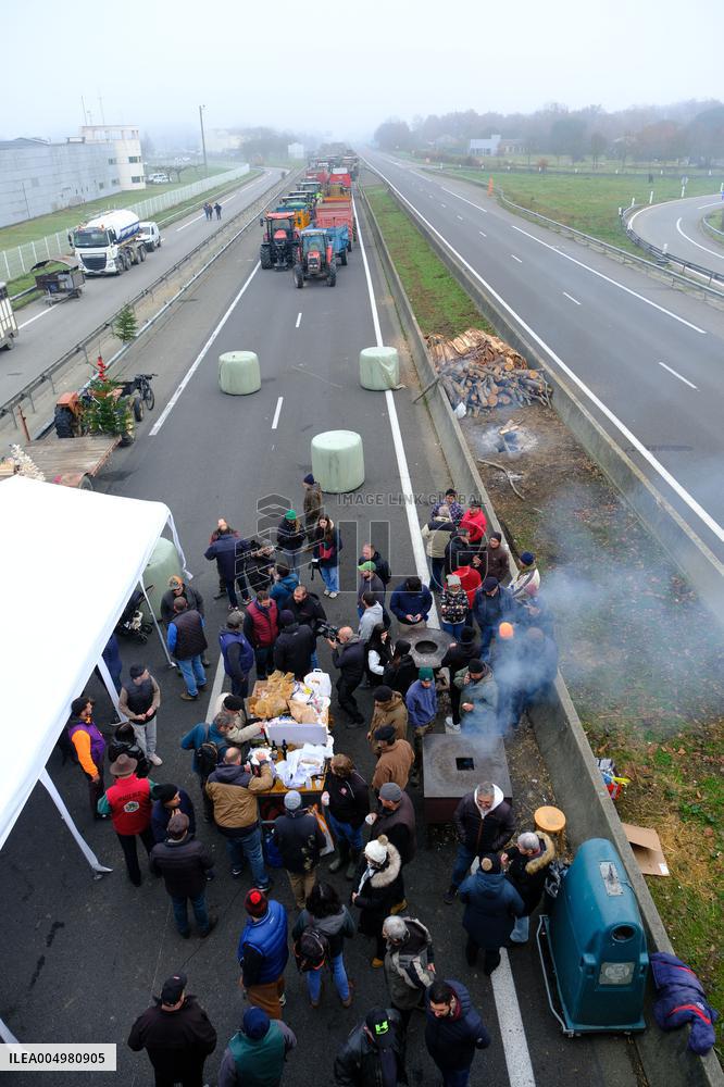 Farmers Protest And Blockade On Highway A64 - France