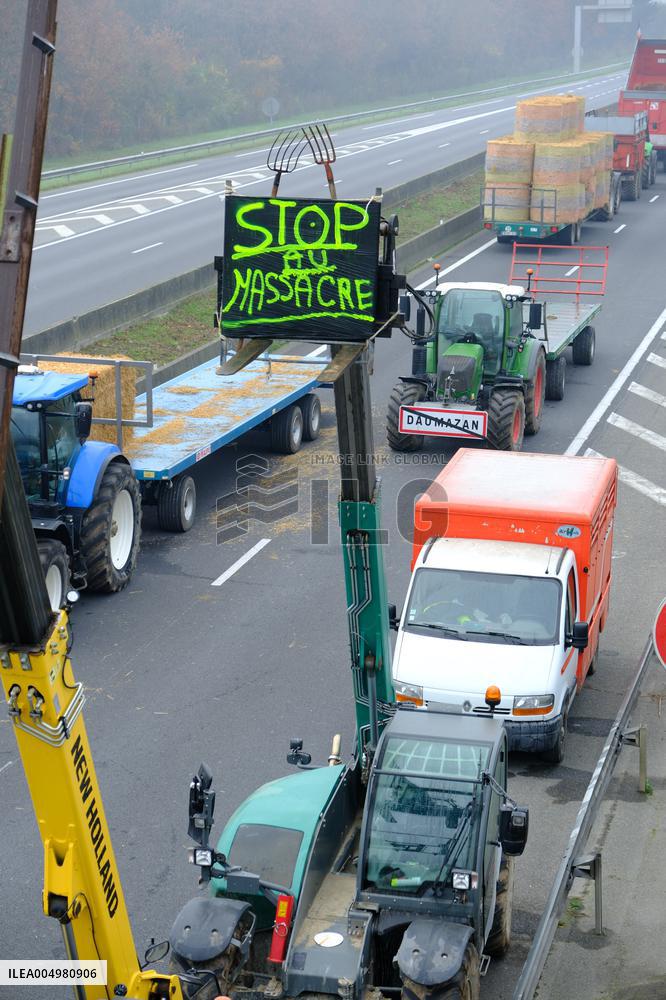 Farmers Protest And Blockade On Highway A64 - France
