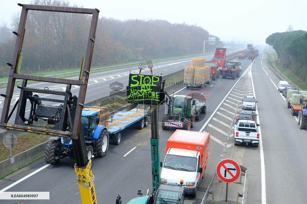 Farmers Protest And Blockade On Highway A64 - France