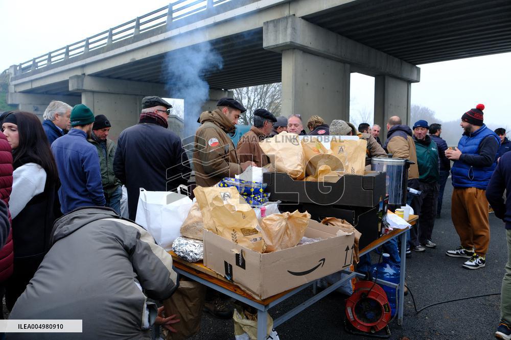 Farmers Protest And Blockade On Highway A64 - France