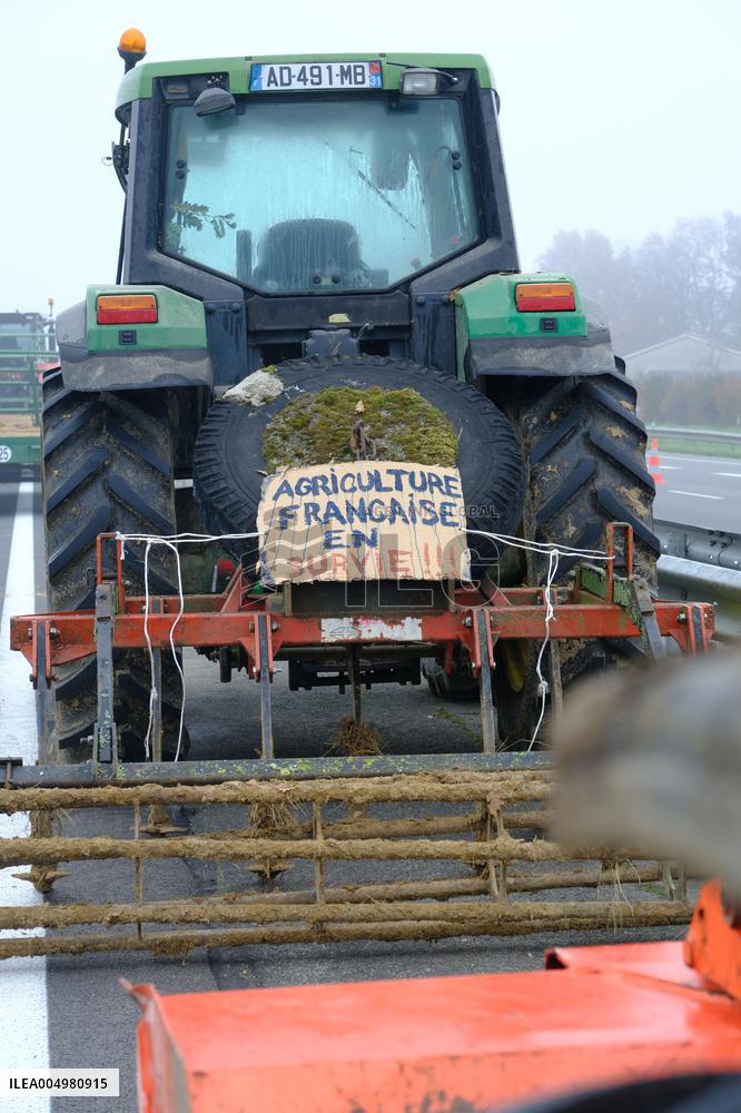 Farmers Protest And Blockade On Highway A64 - France