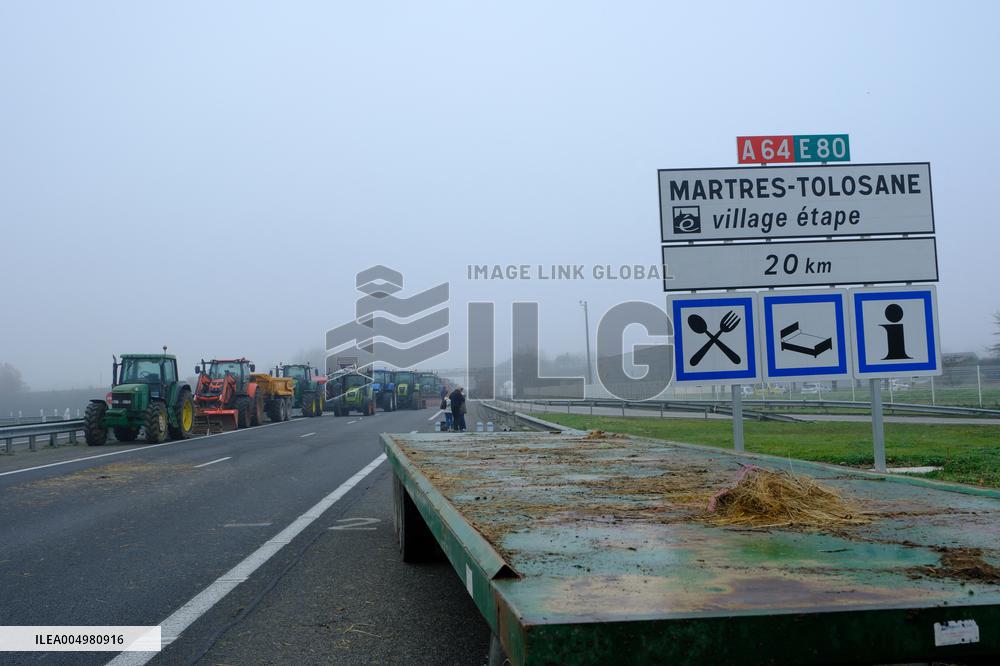 Farmers Protest And Blockade On Highway A64 - France