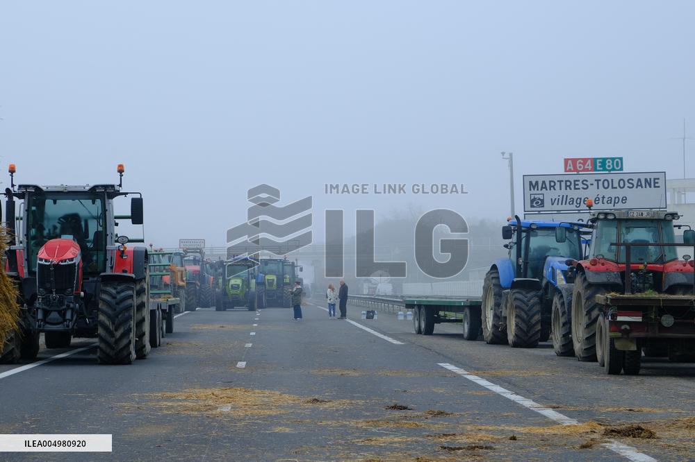 Farmers Protest And Blockade On Highway A64 - France