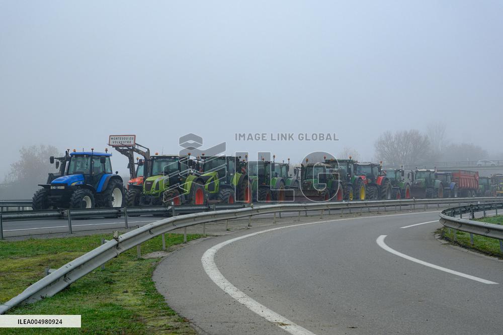 Farmers Protest And Blockade On Highway A64 - France