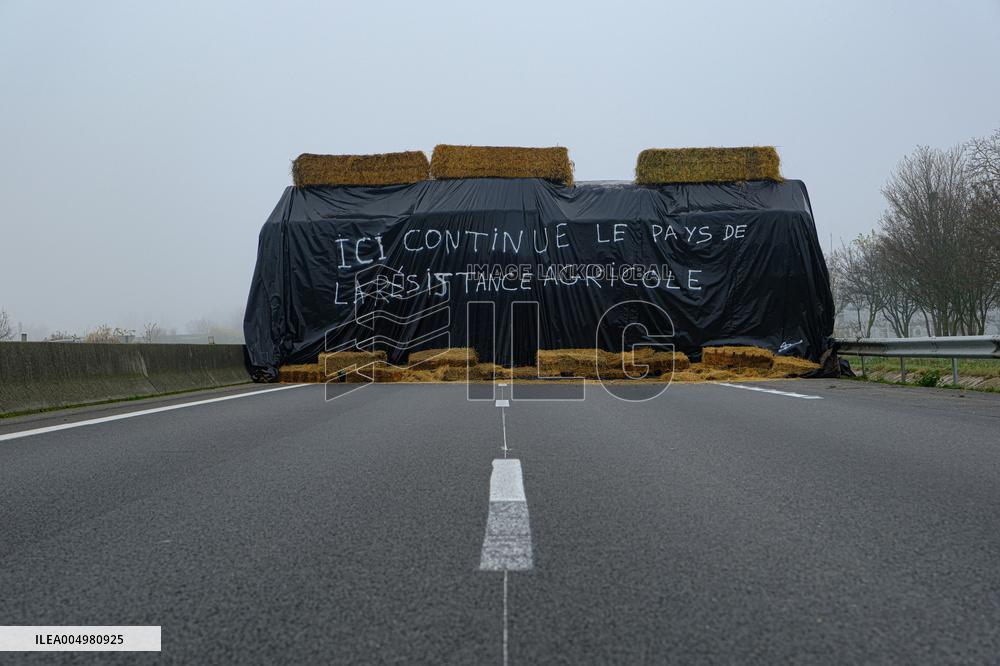 Farmers Protest And Blockade On Highway A64 - France