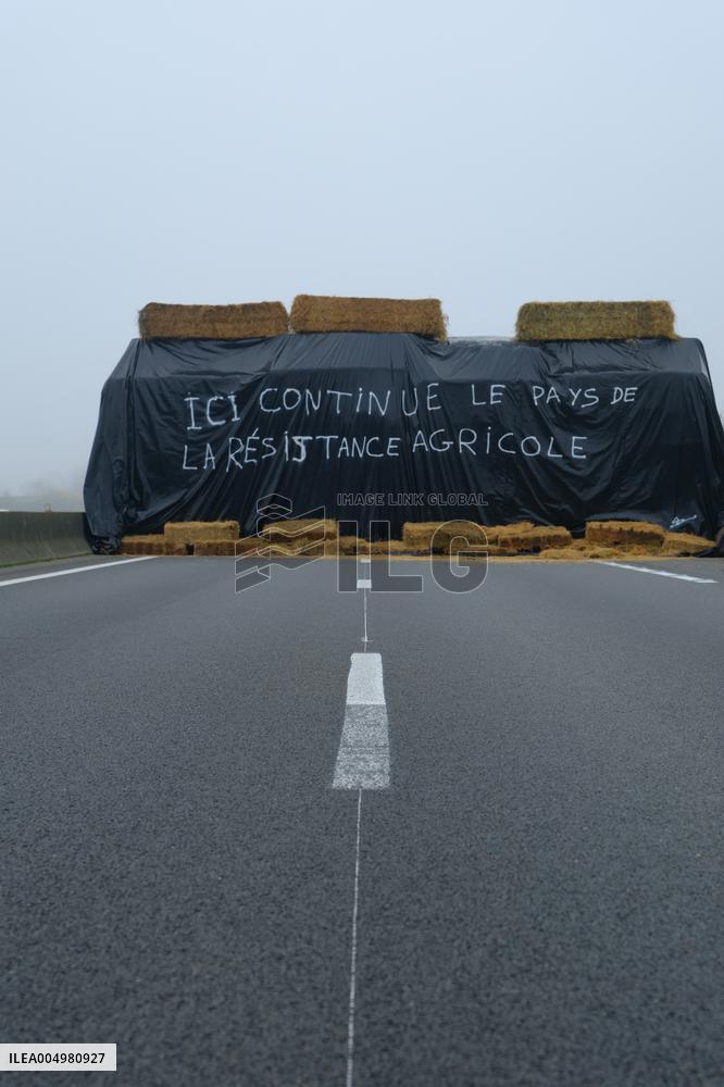 Farmers Protest And Blockade On Highway A64 - France