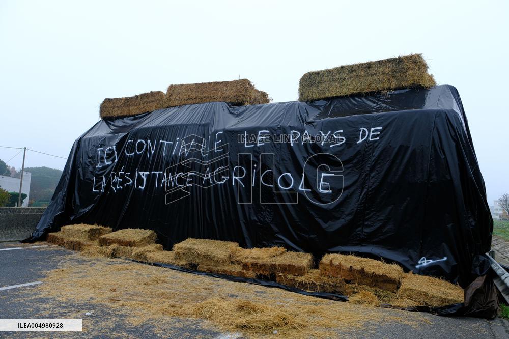 Farmers Protest And Blockade On Highway A64 - France