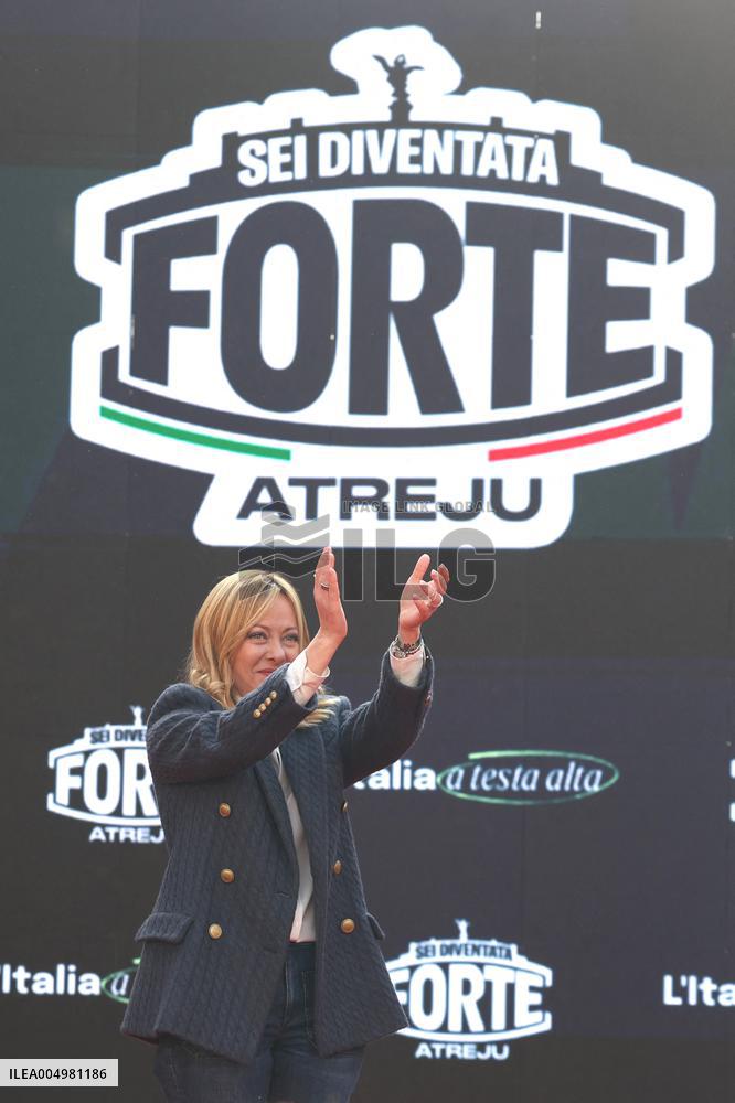 Giorgia Meloni And Daughter At Last Day of Atreyu 2025 - Rome