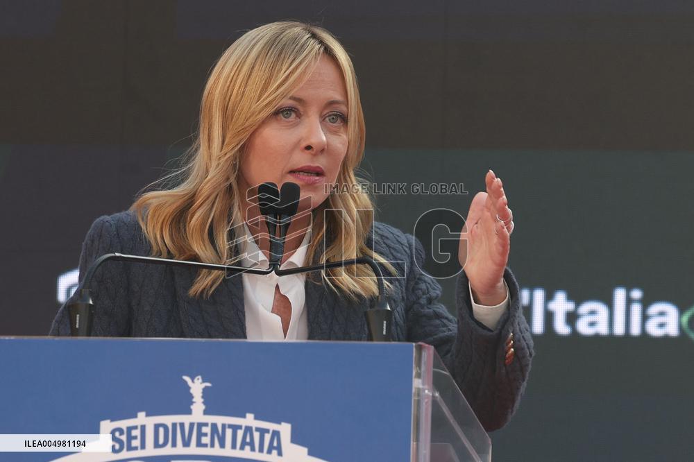 Giorgia Meloni And Daughter At Last Day of Atreyu 2025 - Rome