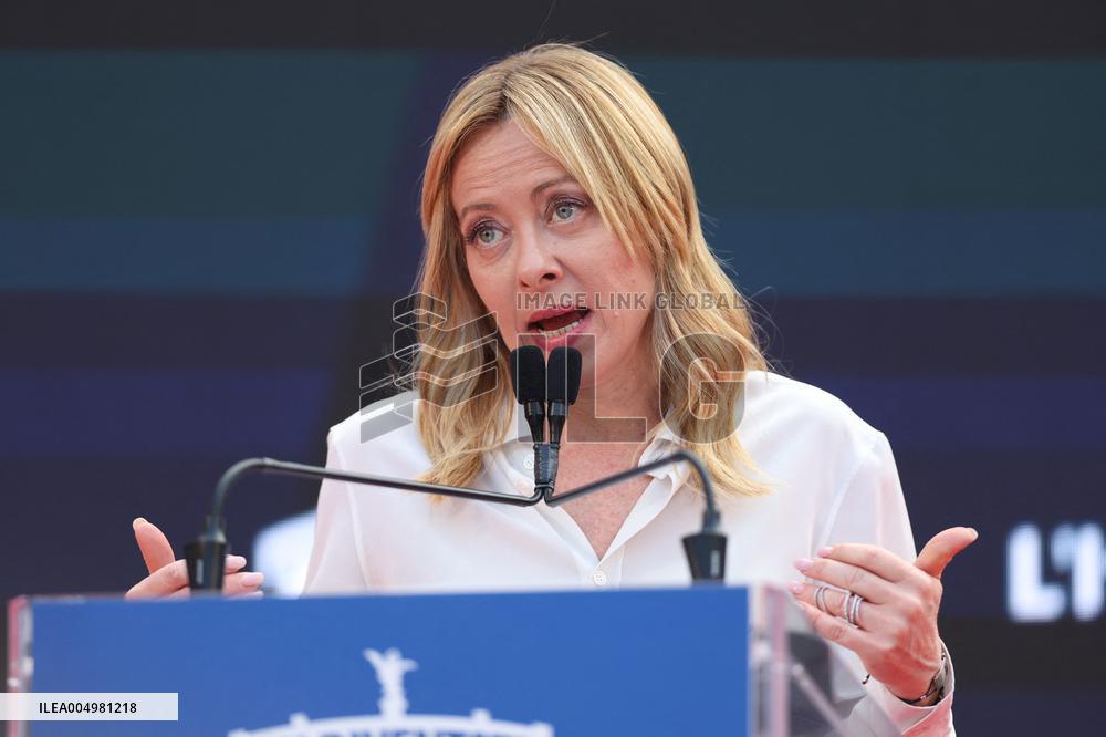 Giorgia Meloni And Daughter At Last Day of Atreyu 2025 - Rome