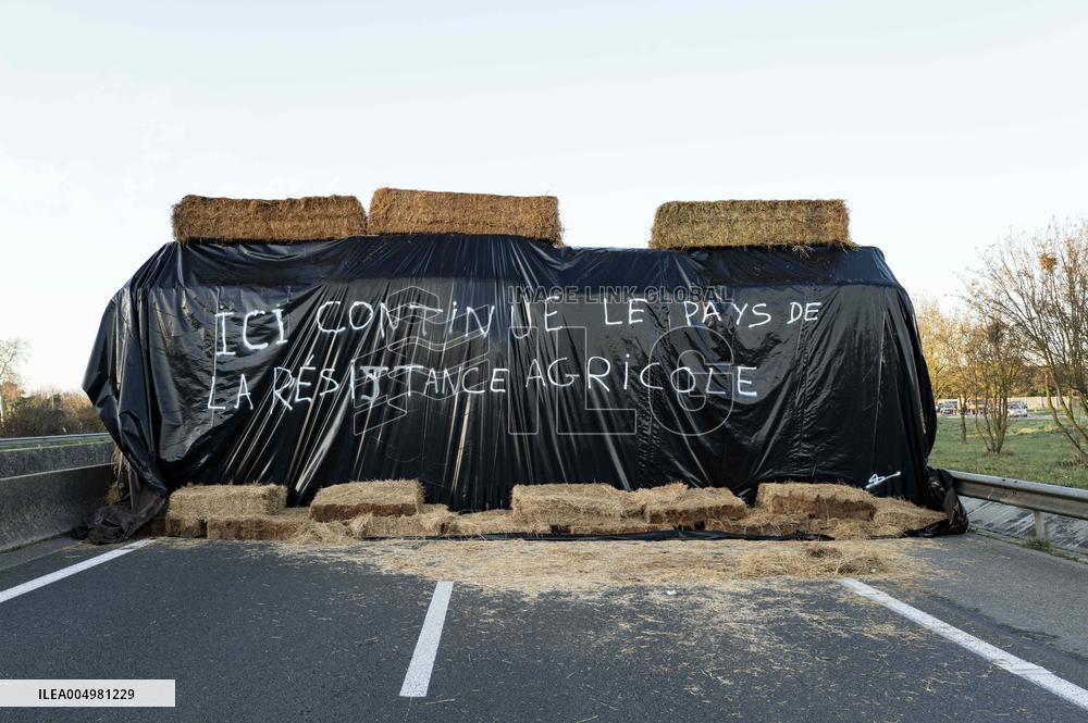 Farmers Protest And Block On Highway A64 - France