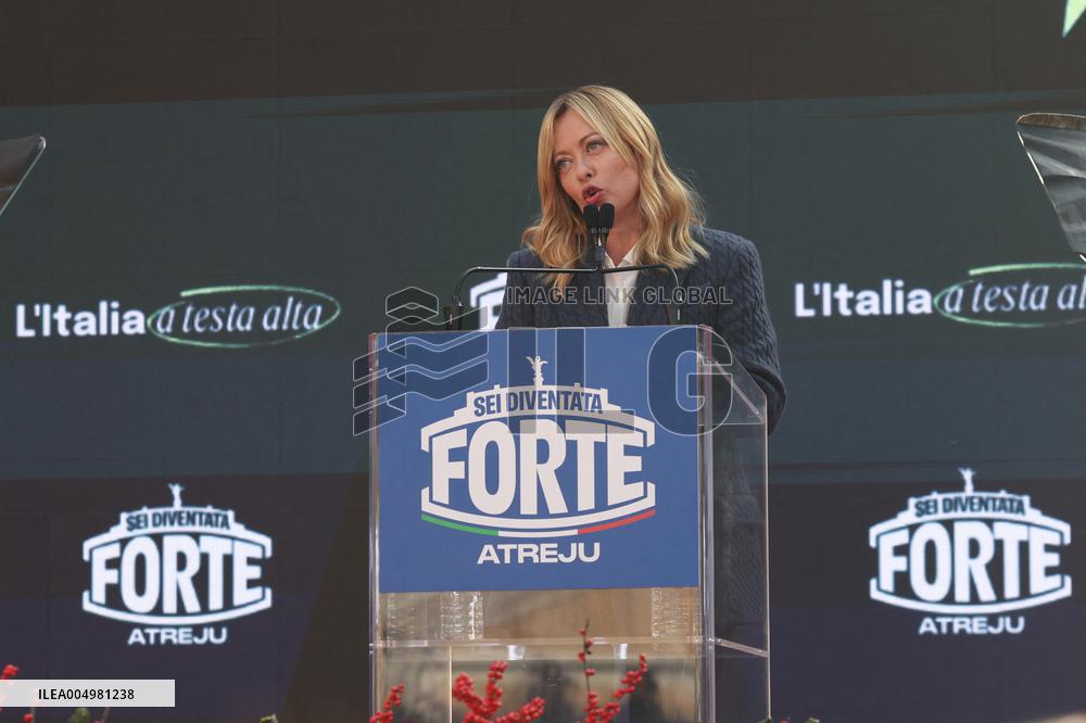 Giorgia Meloni And Daughter At Last Day of Atreyu 2025 - Rome