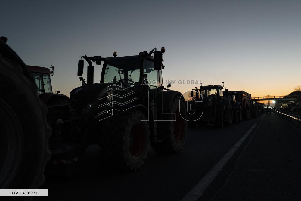 Farmers Protest And Block On Highway A64 - France
