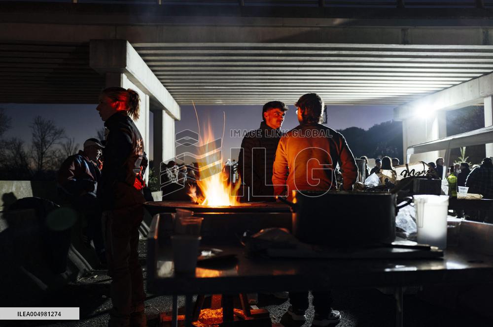 Farmers Protest And Block On Highway A64 - France
