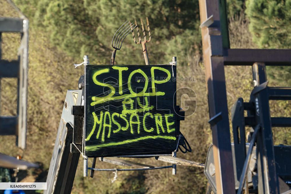 Farmers Protest And Block On Highway A64 - France