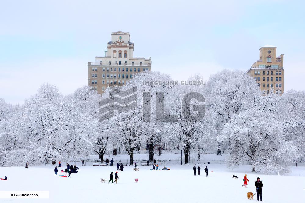 Snow During Winter Storm - NYC