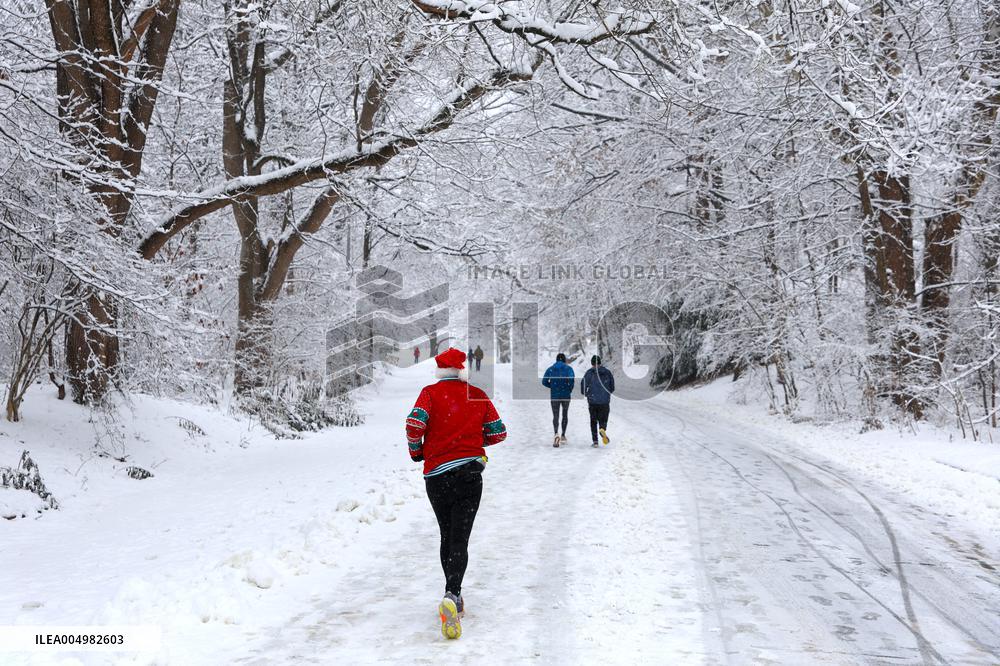 Snow During Winter Storm - NYC