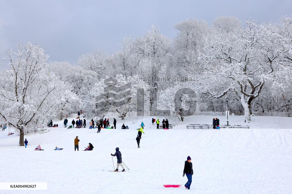 Snow During Winter Storm - NYC