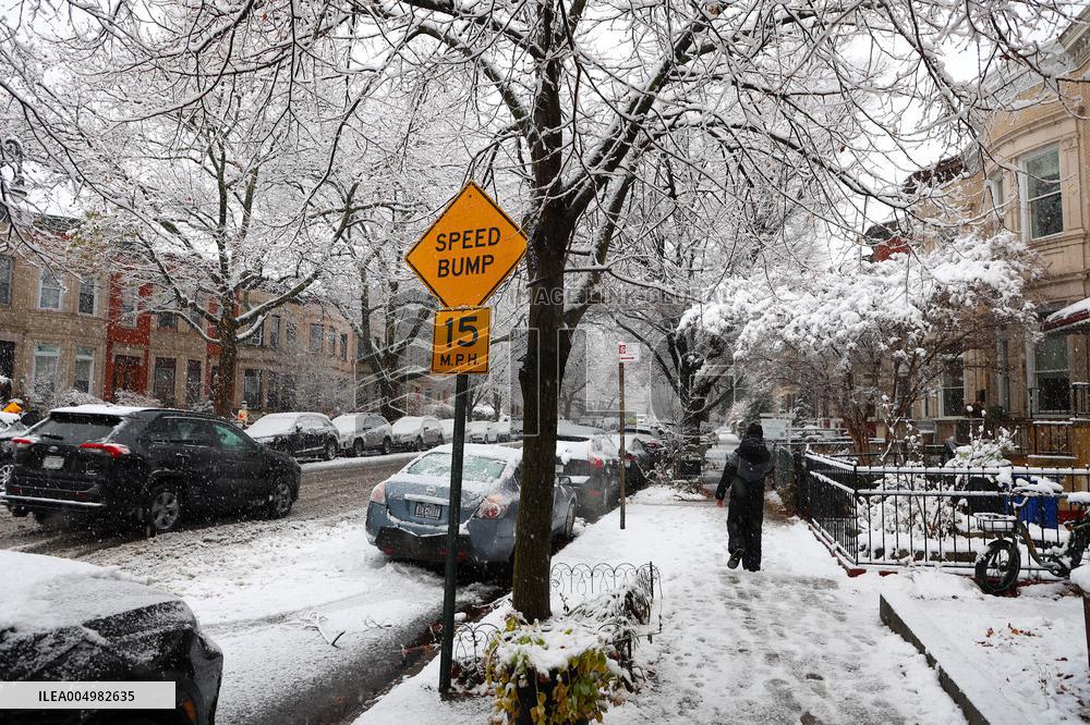 Snow During Winter Storm - NYC