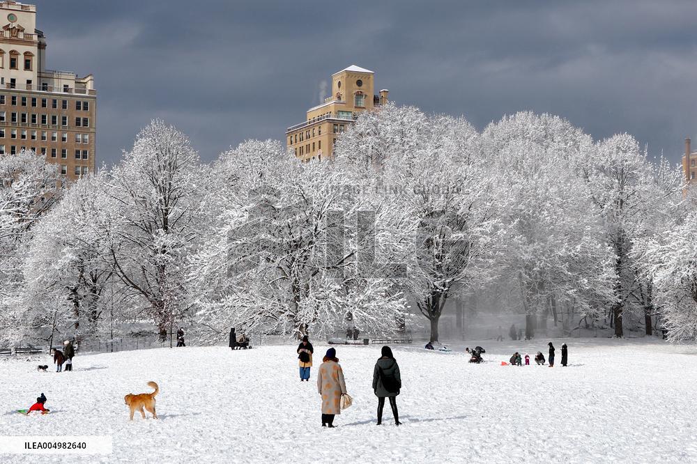 Snow During Winter Storm - NYC