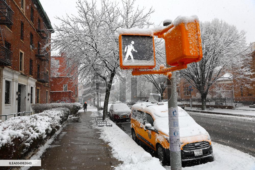 Snow During Winter Storm - NYC