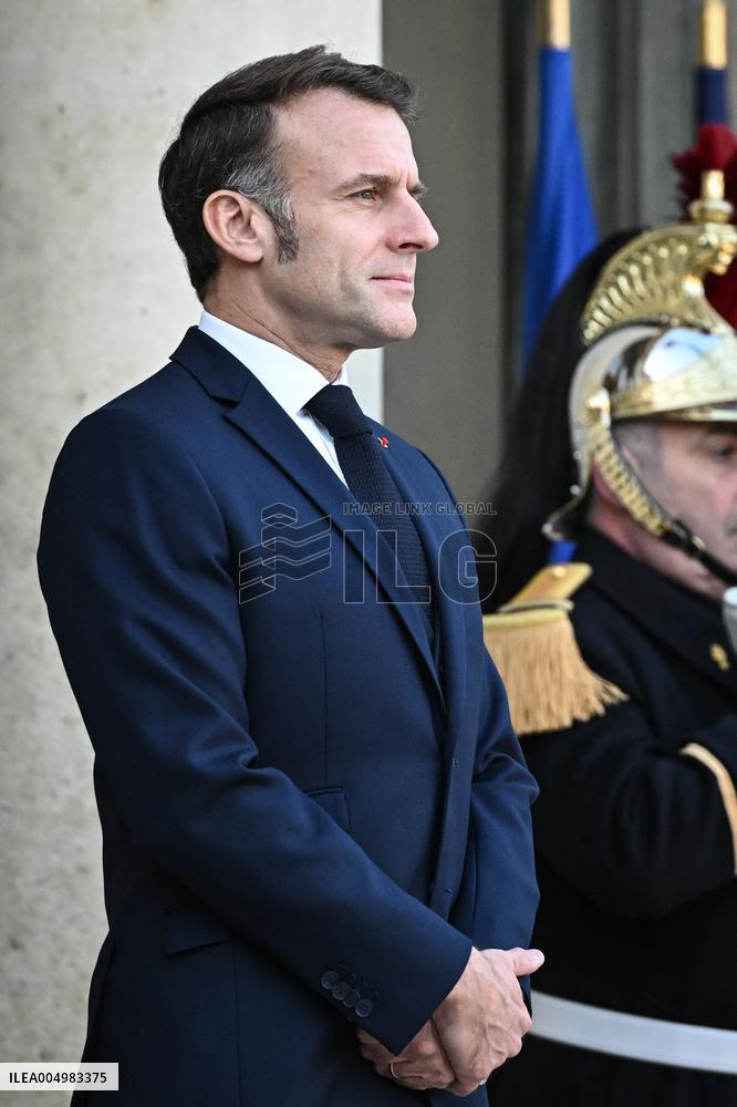 Emmanuel Macron welcomes Nikos Christodoulides at the Elysee FA