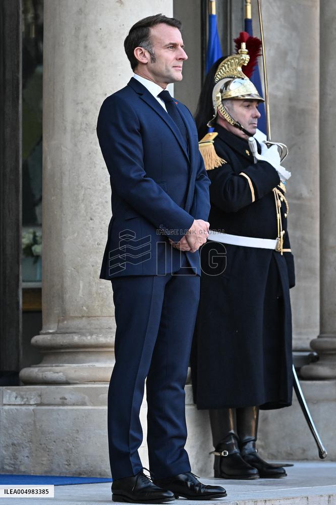 Emmanuel Macron welcomes Nikos Christodoulides at the Elysee FA
