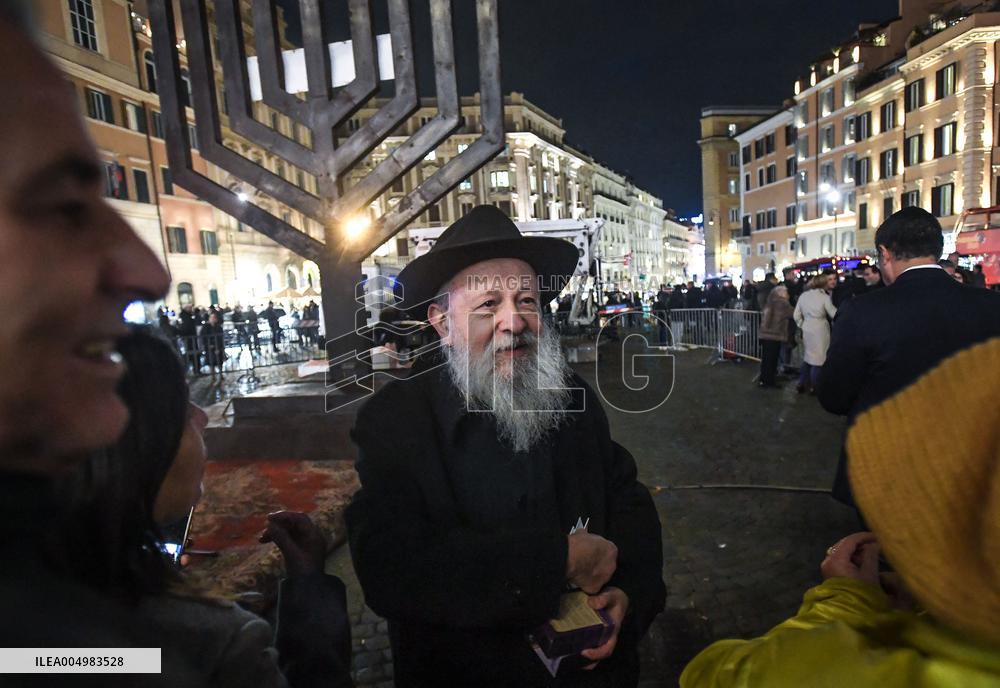 Chanukkiah Lighting Ceremony in Piazza Barberini - Rome
