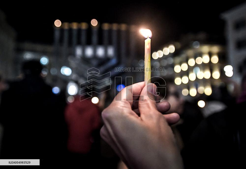 Chanukkiah Lighting Ceremony in Piazza Barberini - Rome