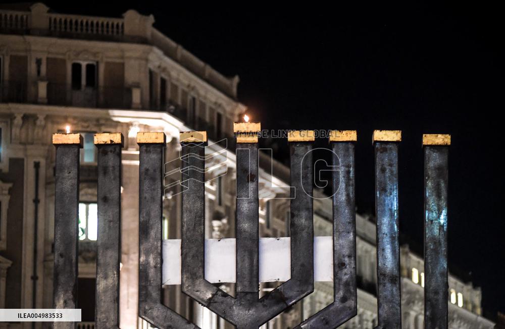 Chanukkiah Lighting Ceremony in Piazza Barberini - Rome