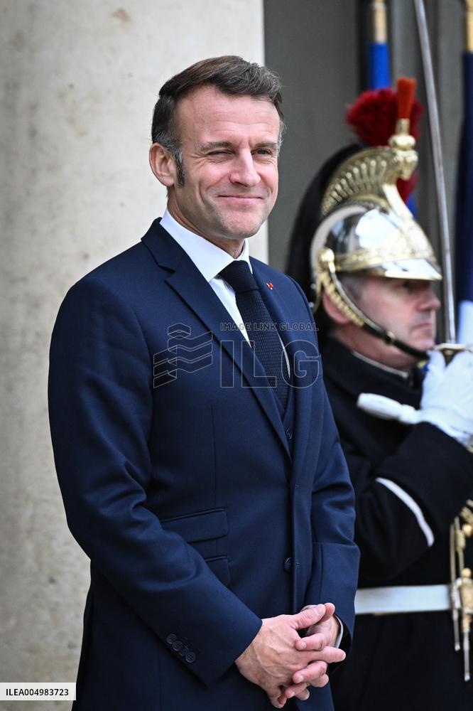 Emmanuel Macron welcomes Edgars Rinkevics at the Elysee FA