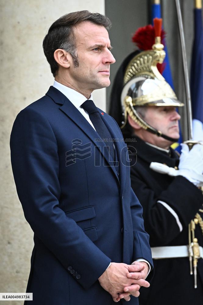 Emmanuel Macron welcomes Edgars Rinkevics at the Elysee FA