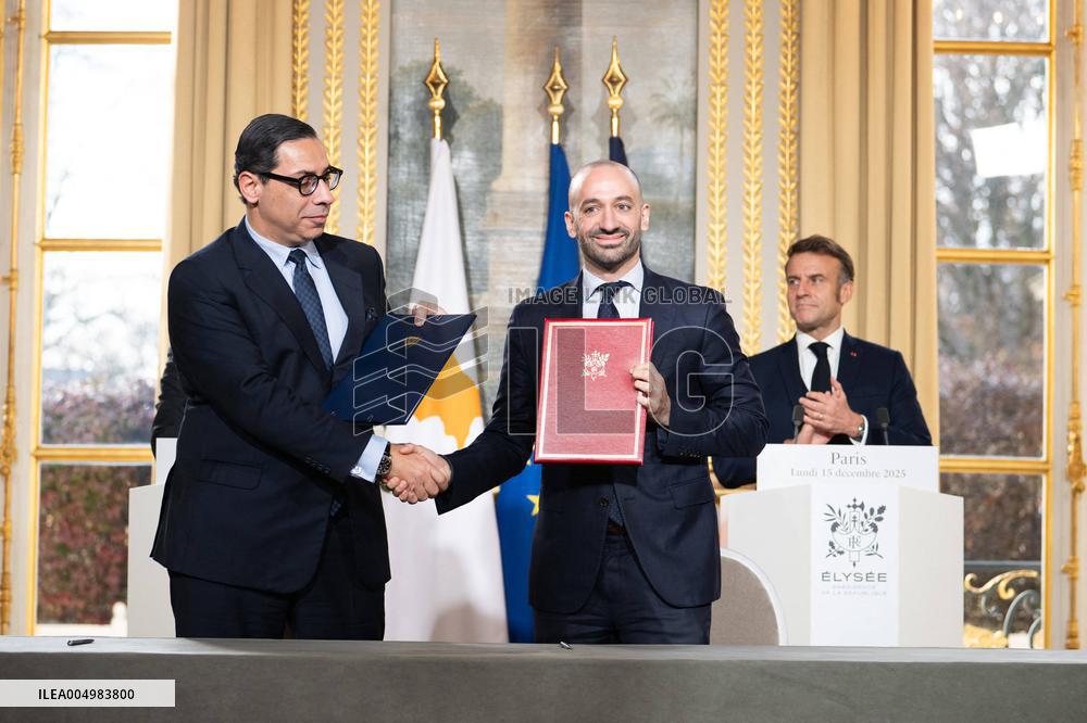 Press Conference of Emmanuel Macron With Nikos Christodoulides - Paris