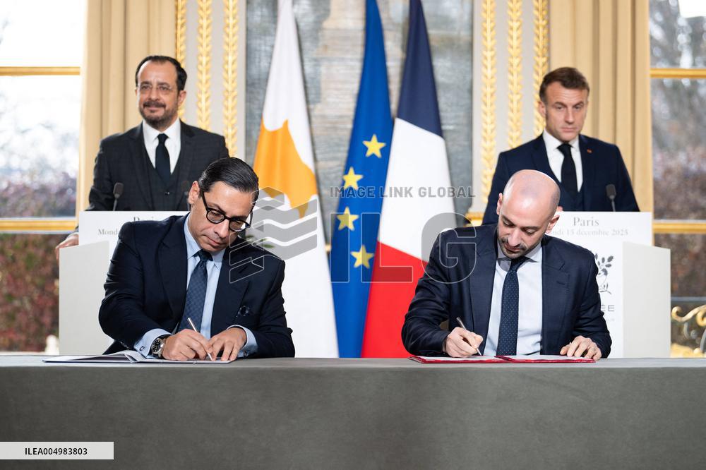 Press Conference of Emmanuel Macron With Nikos Christodoulides - Paris