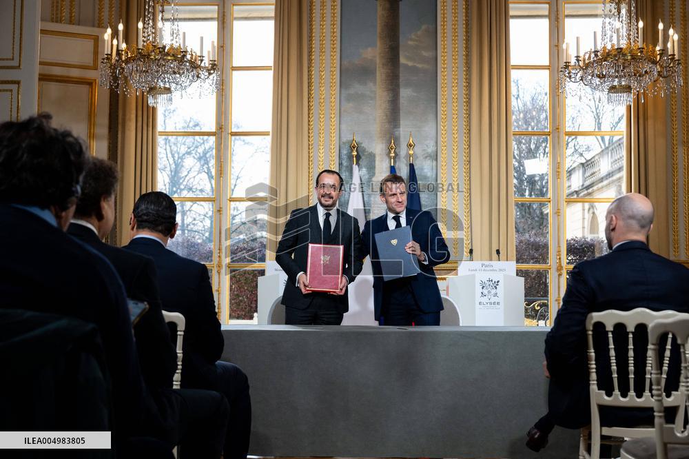 Press Conference of Emmanuel Macron With Nikos Christodoulides - Paris