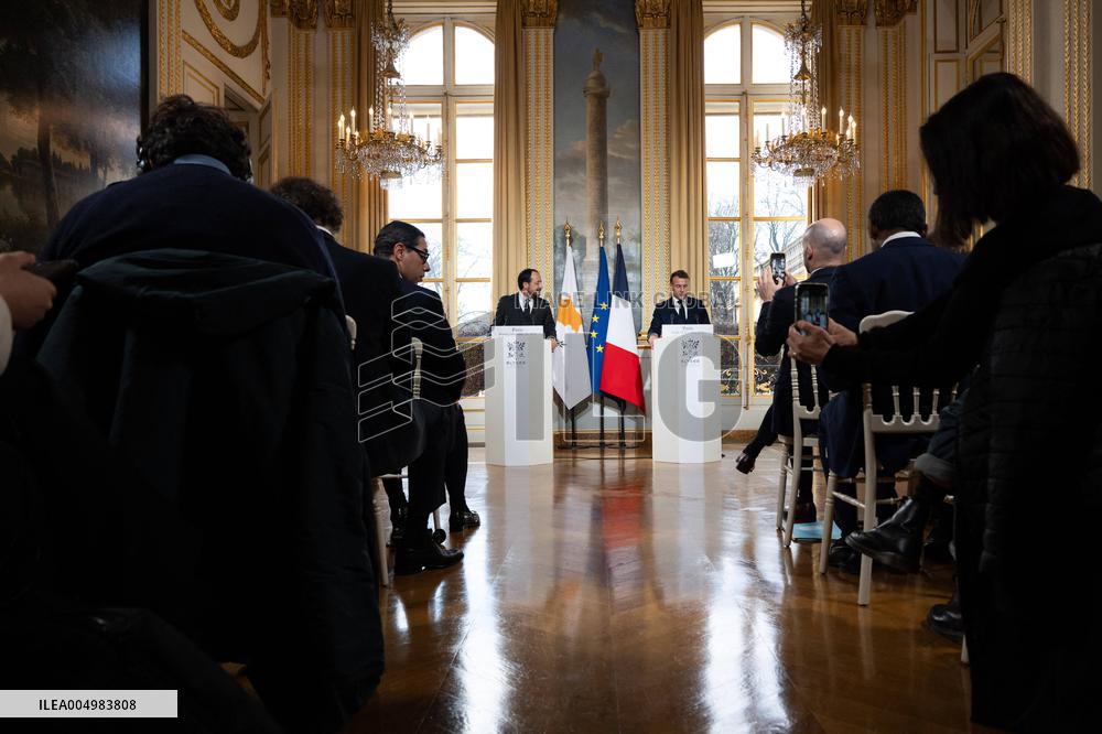 Press Conference of Emmanuel Macron With Nikos Christodoulides - Paris