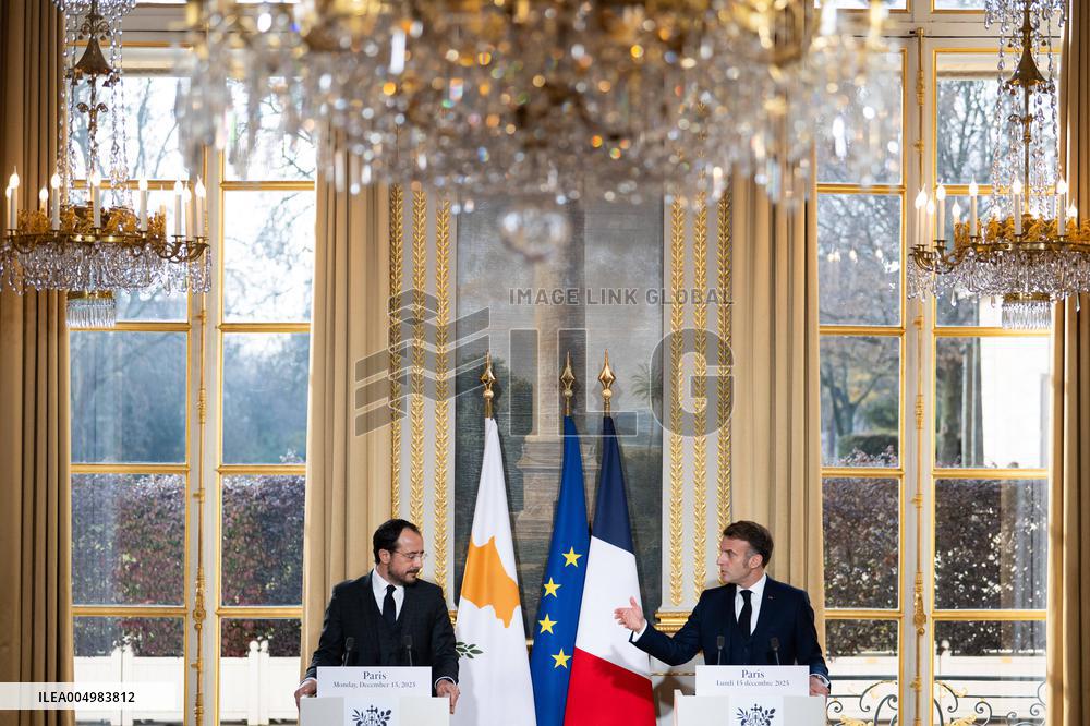 Press Conference of Emmanuel Macron With Nikos Christodoulides - Paris