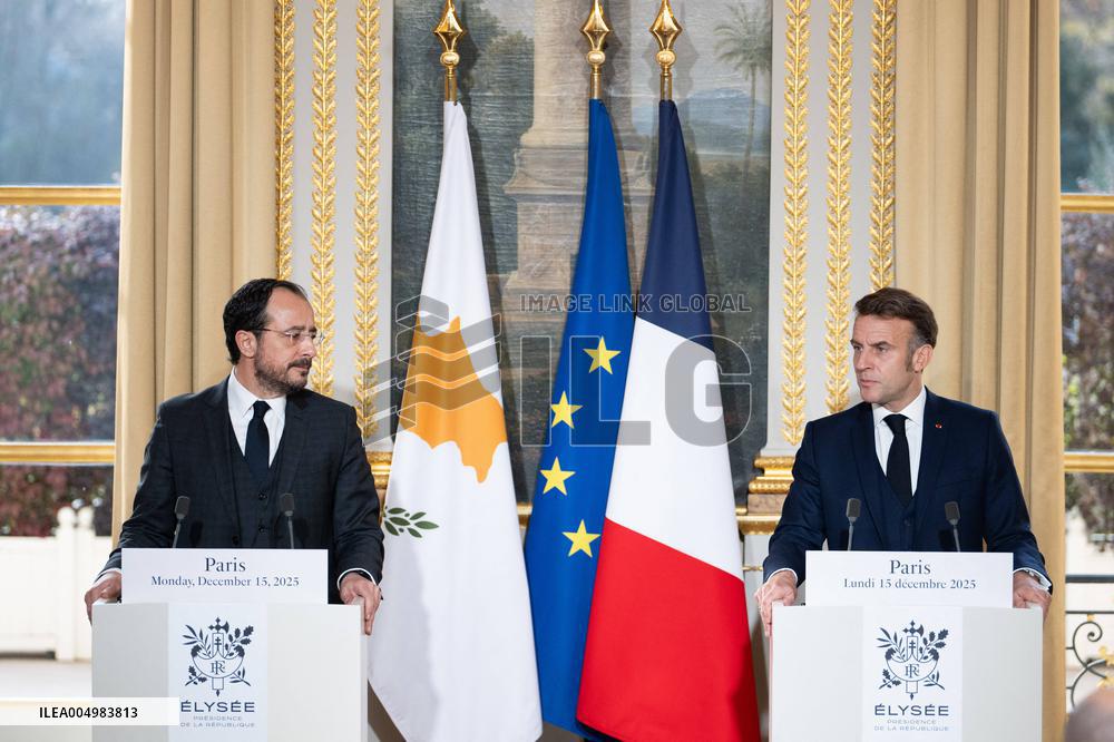 Press Conference of Emmanuel Macron With Nikos Christodoulides - Paris