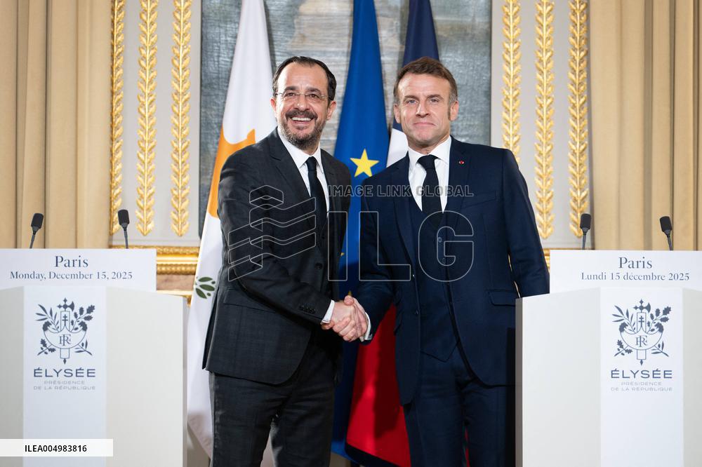 Press Conference of Emmanuel Macron With Nikos Christodoulides - Paris