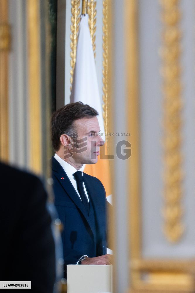 Press Conference of Emmanuel Macron With Nikos Christodoulides - Paris