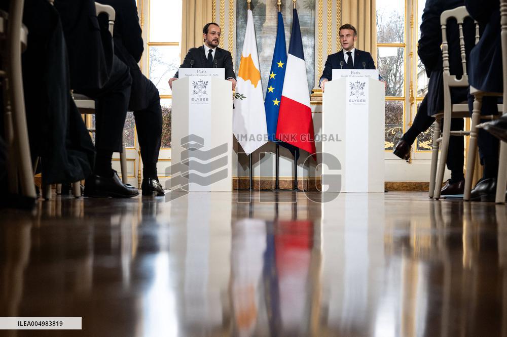 Press Conference of Emmanuel Macron With Nikos Christodoulides - Paris