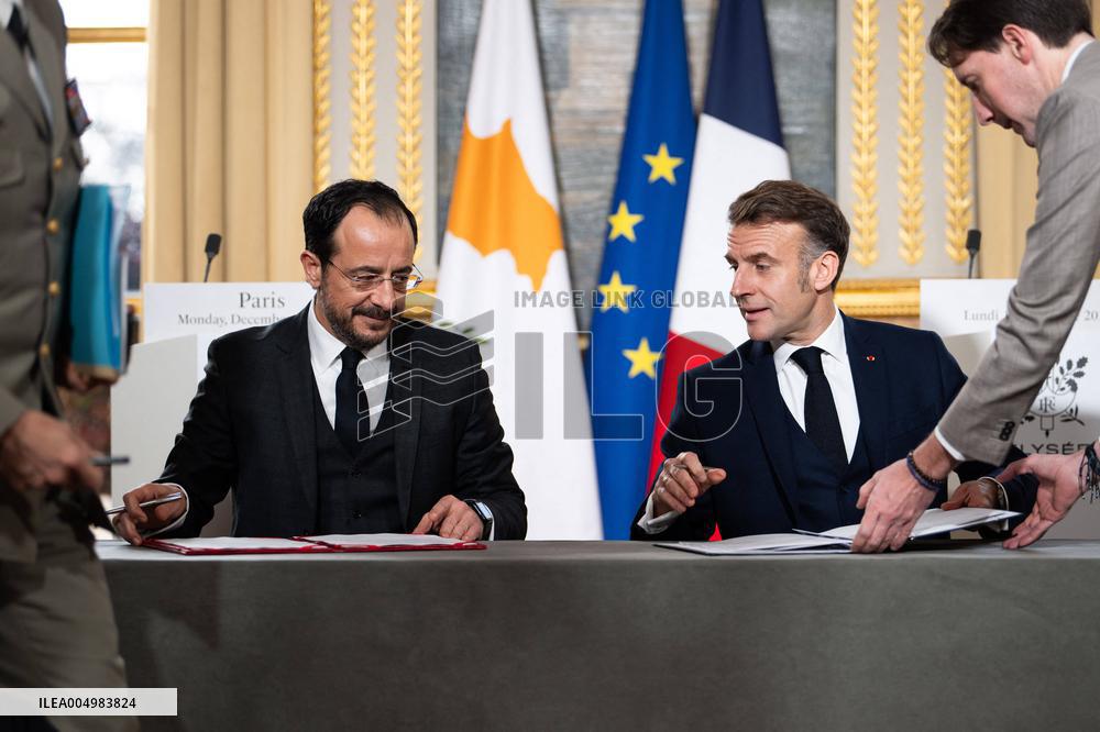 Press Conference of Emmanuel Macron With Nikos Christodoulides - Paris